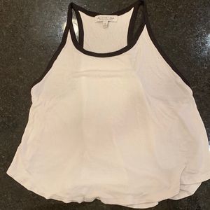 Flowycropped white and black ribbed tank